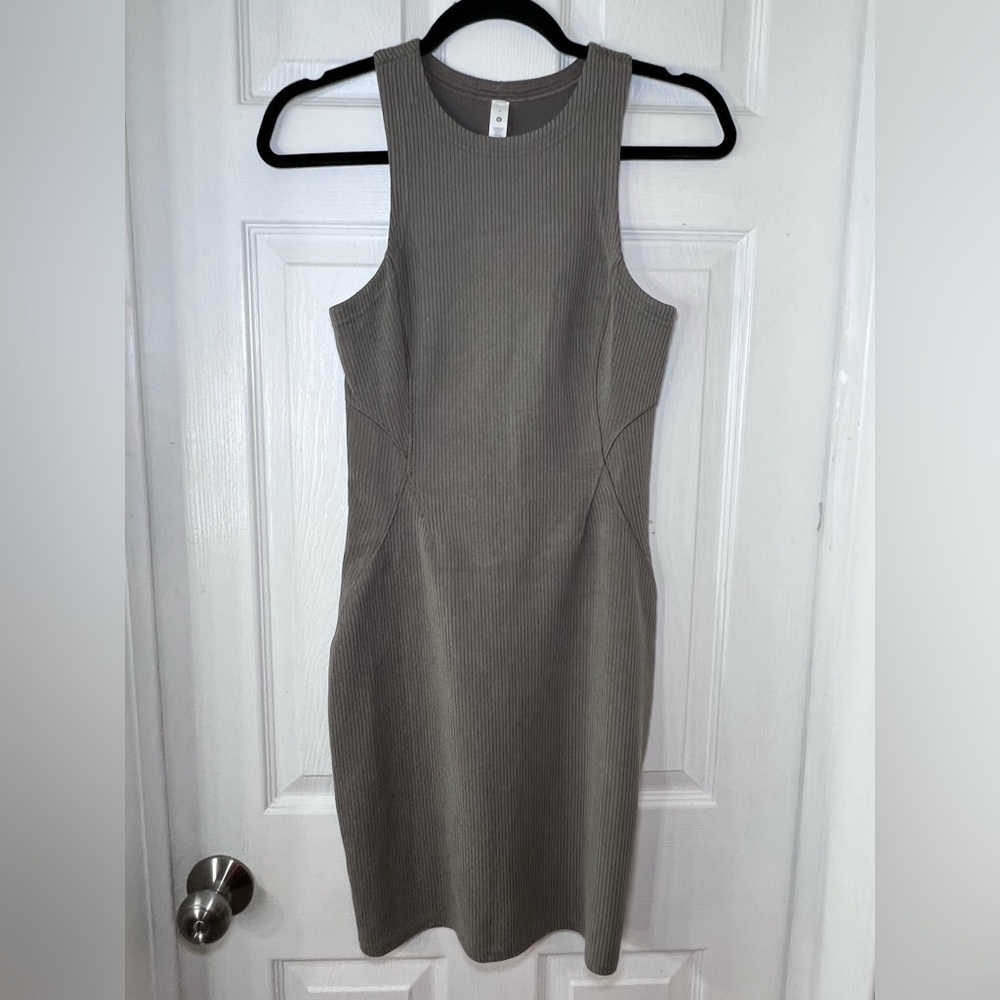 Lululemon Ribbed Softstreme Slim-Fit Tank Dress Nomad Size 4 - Picture 2 of 11